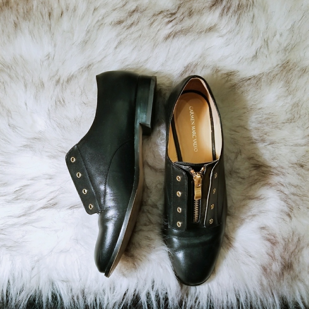 Leather Loafers with Gold Accents
